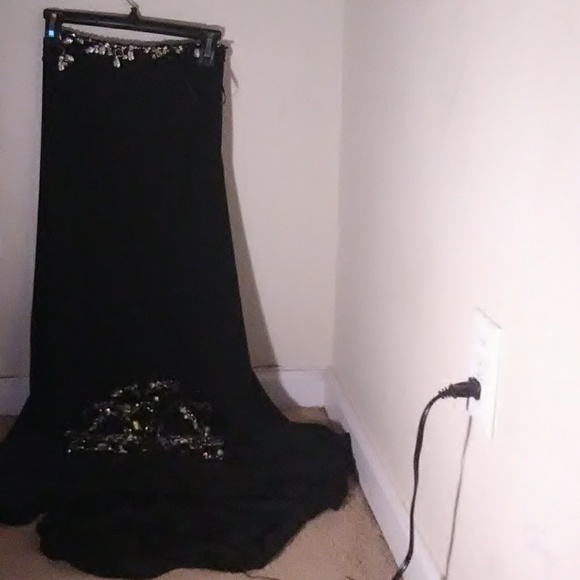 Custom made Black diamonded out dress - Picture 3 of 3